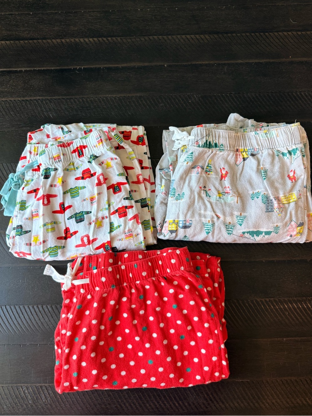 GAP Women's 3-Pack Pajama Pants Set - Red Polka Dot & Multi Print